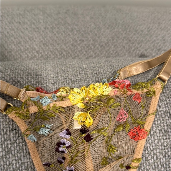 For Love And Lemons Floral Embroidered Lingerie Set - Tan and Multicolor - Picture 2 of 2